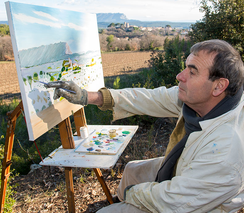 Sur le motif : Hervé peint en plein air